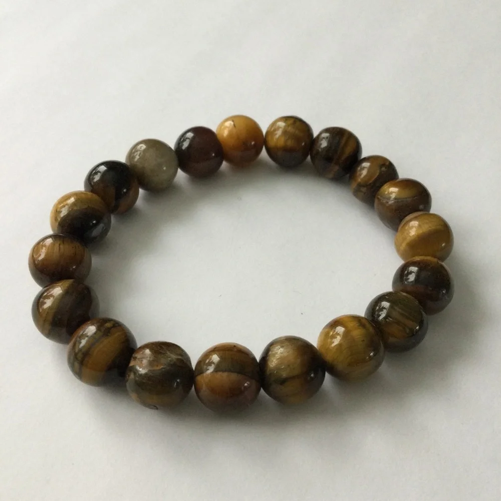 Handmade Premium Tiger’s Eye Beaded Stretch Bracelet, 8mm, Fits 6.5–7" Wrist - Picture 4 of 9